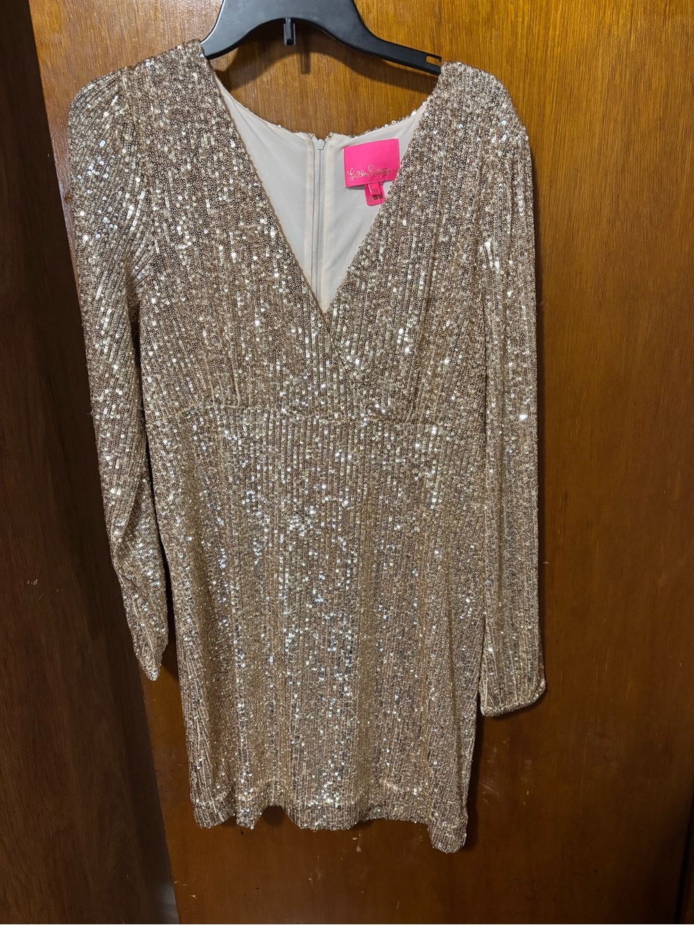 Lilly Pulitzer size 12 gold metallic treasure box designer sequins knee BNWT